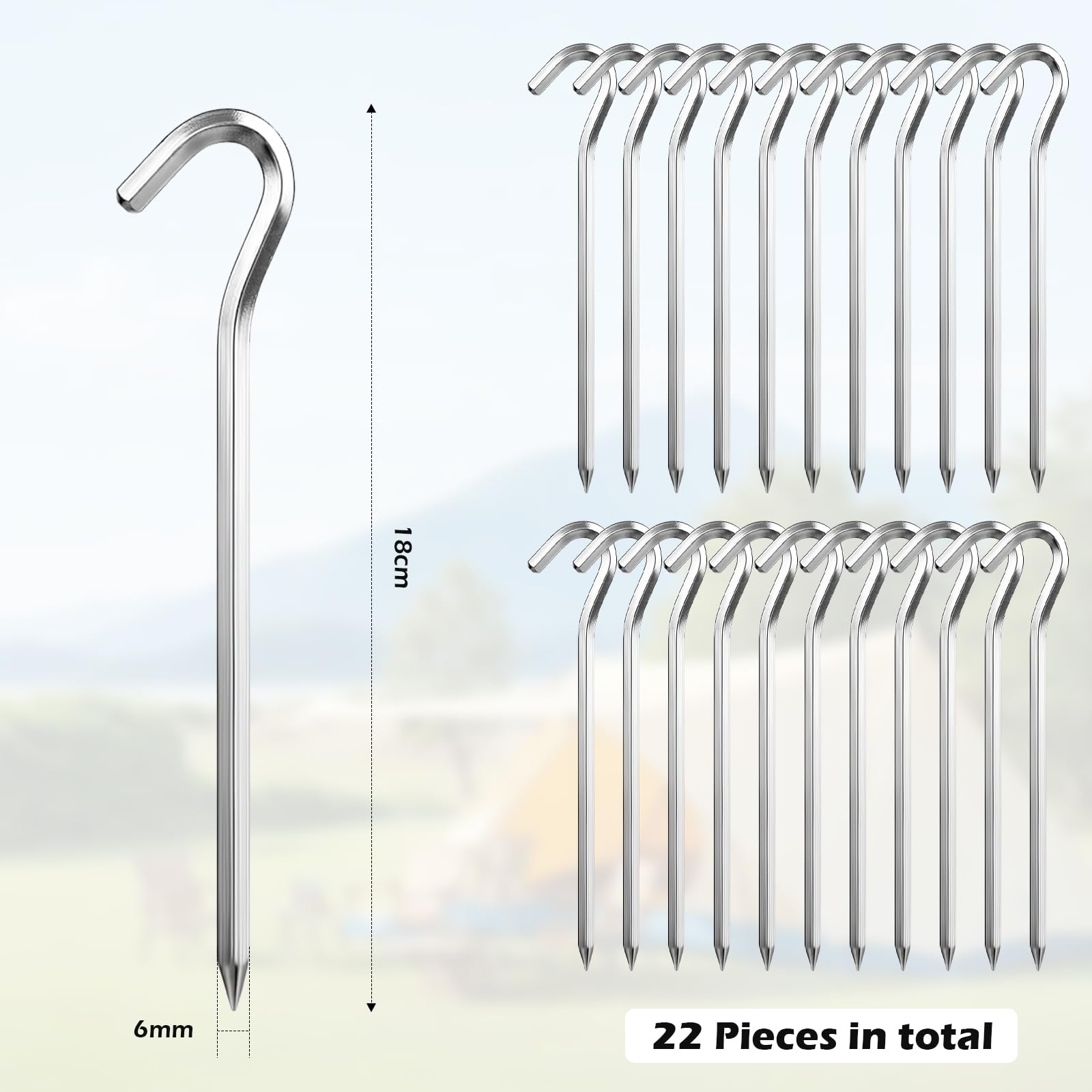 gute zeltheringe 22 Stück Sturmsicher Zelt Heringe Zelt Stabil Heringe Camping Zelt Heringe Stark Zeltheringe Stabil Tent Pegs Zeltnägel Zelthaken Metall Aluminium Silber 18cm für Garten Camping Zelten Sport & Freizeit Lenkertasche 1.2 Schwarz | Volume Pedals Größe:3-5 Jahre