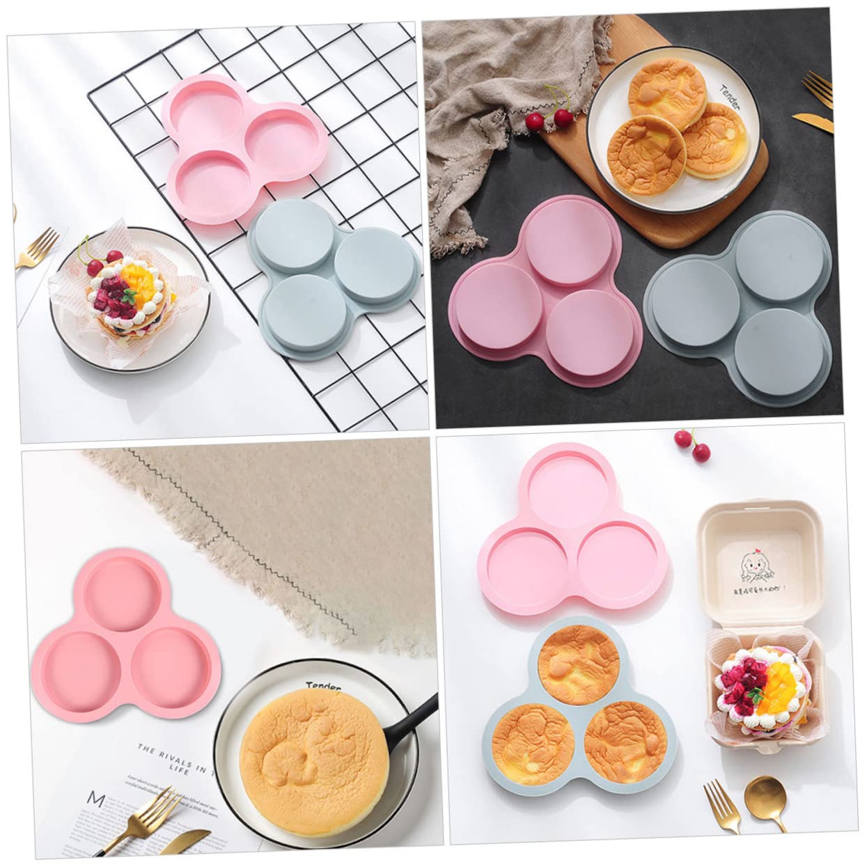 Unomor 2Pcs Silicone Muffin Pan Non Stick Baking Molds for Cupcakes Food Grade Silicone Easy Release Portable Design for Breads Brownies