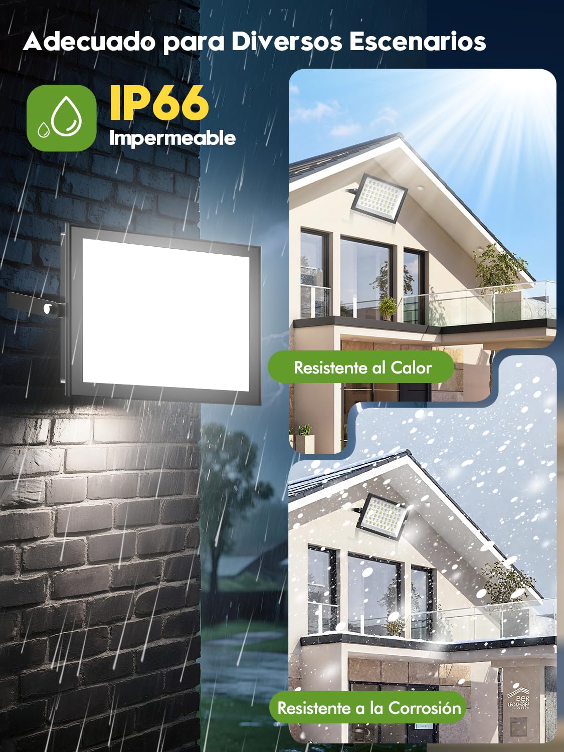 Focos LED Exterior 500W 2 Pieza,50000LM Superbrillante Foco Exterior,6500K Blanco Frío Proyector LED Exter𝐢or,Impermeable IP66 Foco Luz para Jardín, Patios, Garaje, Terraza