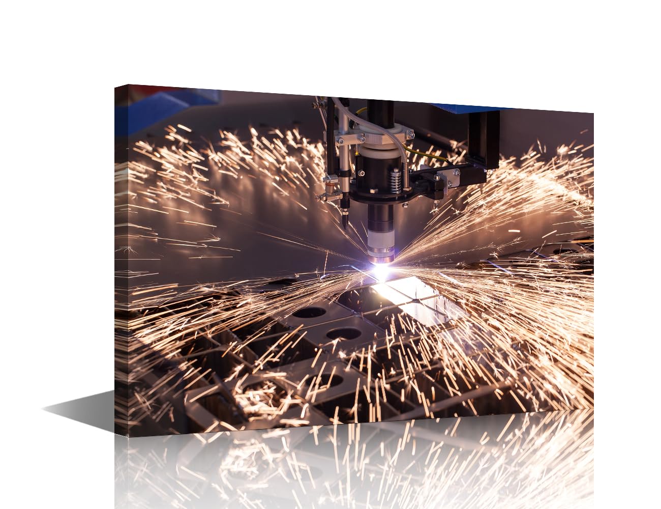 TISHIRON Canvas Painting Wall Art Industrial Machine Art Prints Plasma Cutting Wall Pictures for Office 1 Piece Home Decorations Framed Wall Art Modern Wall Decor Artwork Wall Hanging, 30X45CM