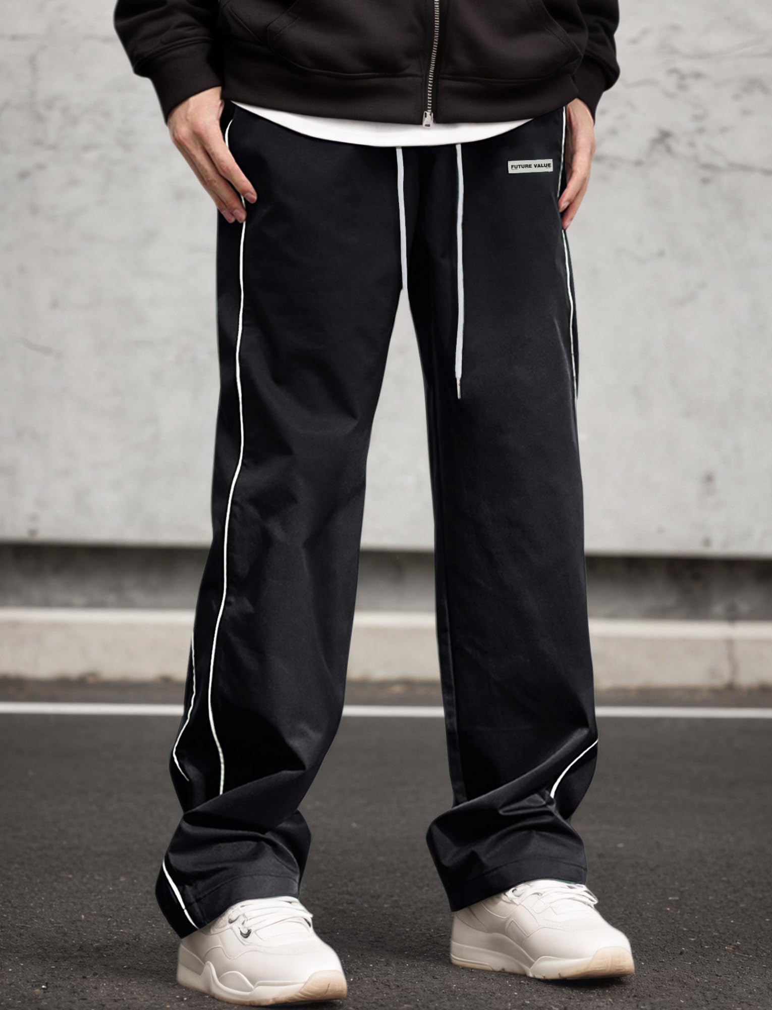 AIEOE Pantaloni da jogging da uomo, Y2K, larghi pantaloni sportivi con coulisse, per il tempo libero, con pistagna