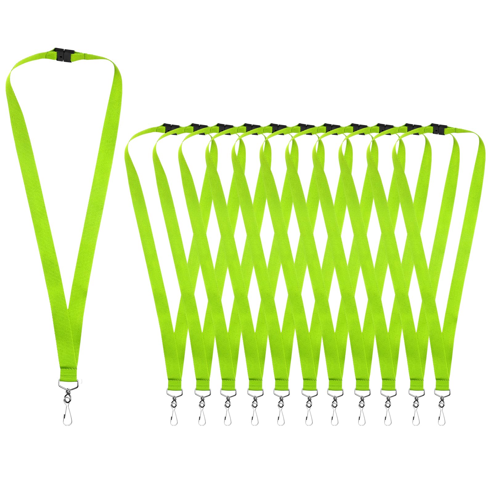 WEZEBEL 12-Pack Apple Green Breakaway Lanyards for id Badges, Polyester Neck Straps for ID Cards, Keys, Office, School & Events