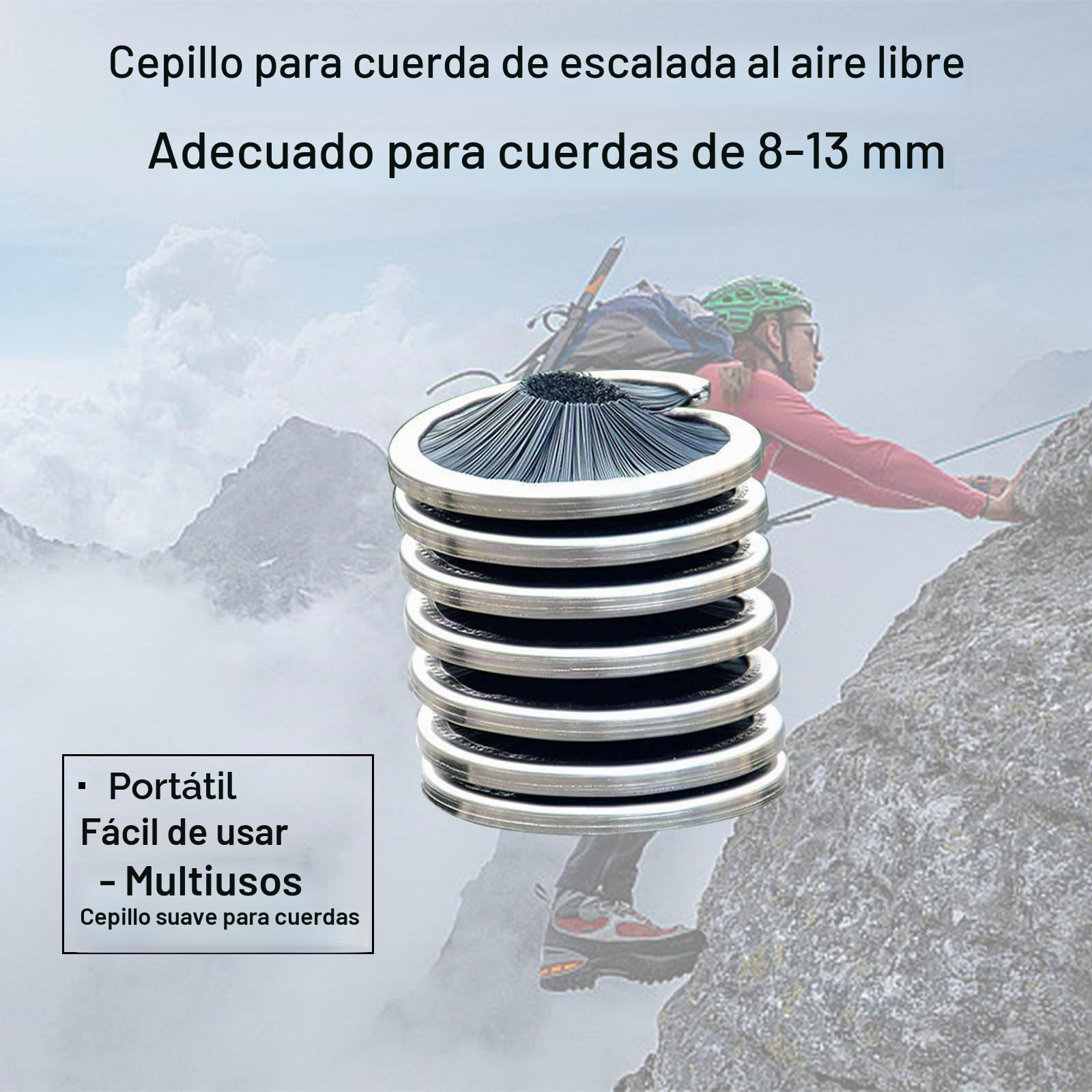OUKENS Cepillo de Limpieza de Cuerda, Cepillo de Cuerda Cuerda de Escalada Limpiador para Roca Aplicable a 8-13 Mm de DiáMetro Equipo de Limpieza de Cuerda