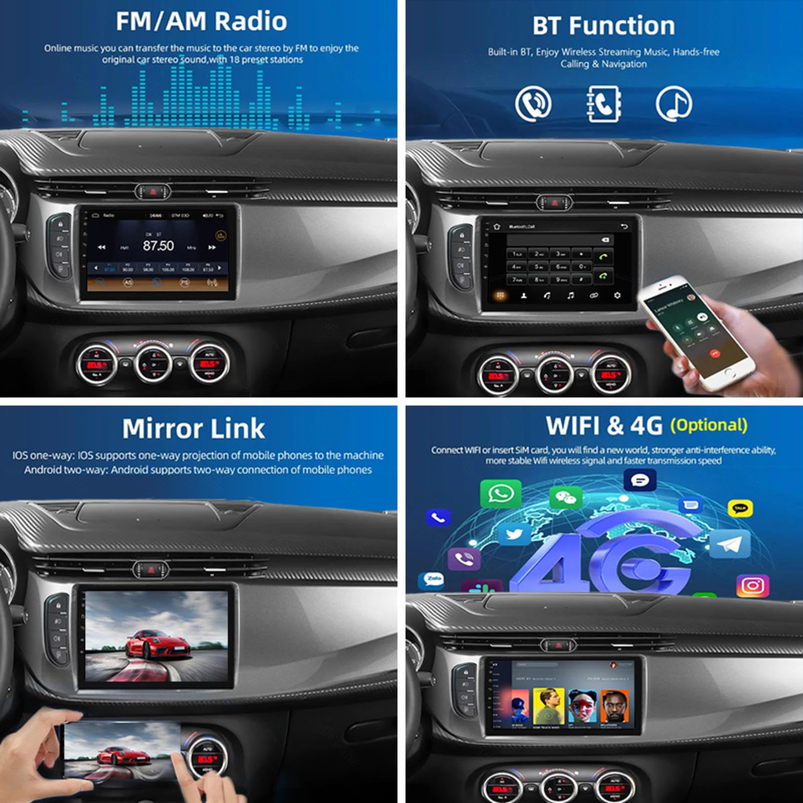 Android 15 Odtwarzacz Samochodowy Radio 9-calowy Ekran Dotykowy Multimedia Dla Alfa Romeo Giulietta 2010-2014, Nawigacja Gps Obsługa Bluetooth 4g Wi-fi, Kamera Cofania Mirror Link,4CoreWifi1G+16G
