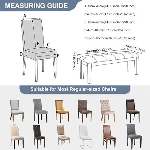 Vista 13 de Eco-Ancheng Funda para silla de comedor, funda extraíble para protección de banco, asiento y silla, sala de estar y cocina A1