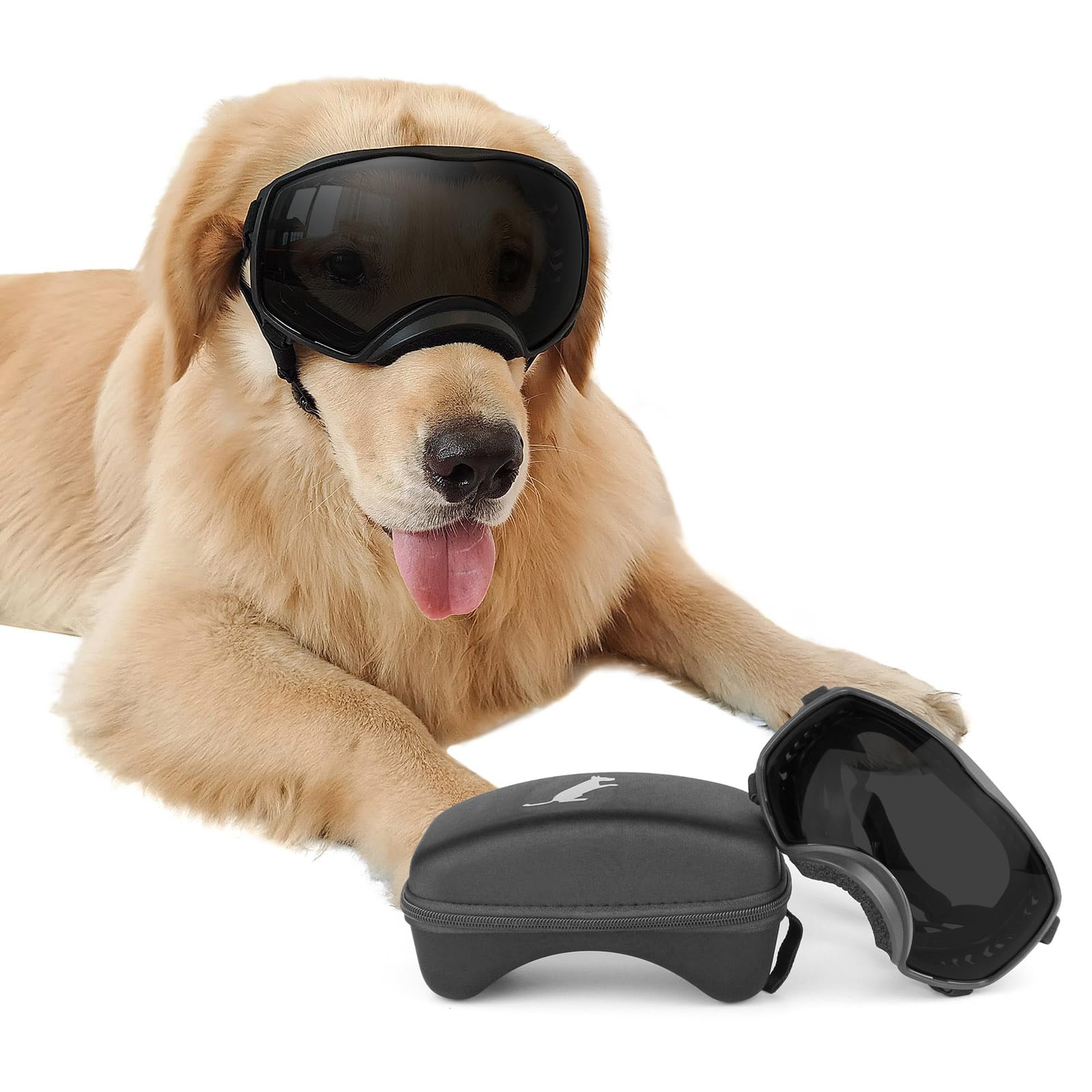 NAMSAN Dog Goggles Large Breed, UV Protection, Driving Doggie Sunglasses for Medium to Large Dogs, Wide Glasses Full Eye Protection, Anti-Fog