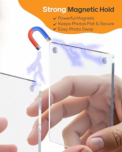 Miniatura 5 de 2 clips de fotos grandes para visera solar de automóvil, marco acrílico magnético de 3.5 x 4.4 pulgadas para fotos Instax Wide y Polaroid I, fácil