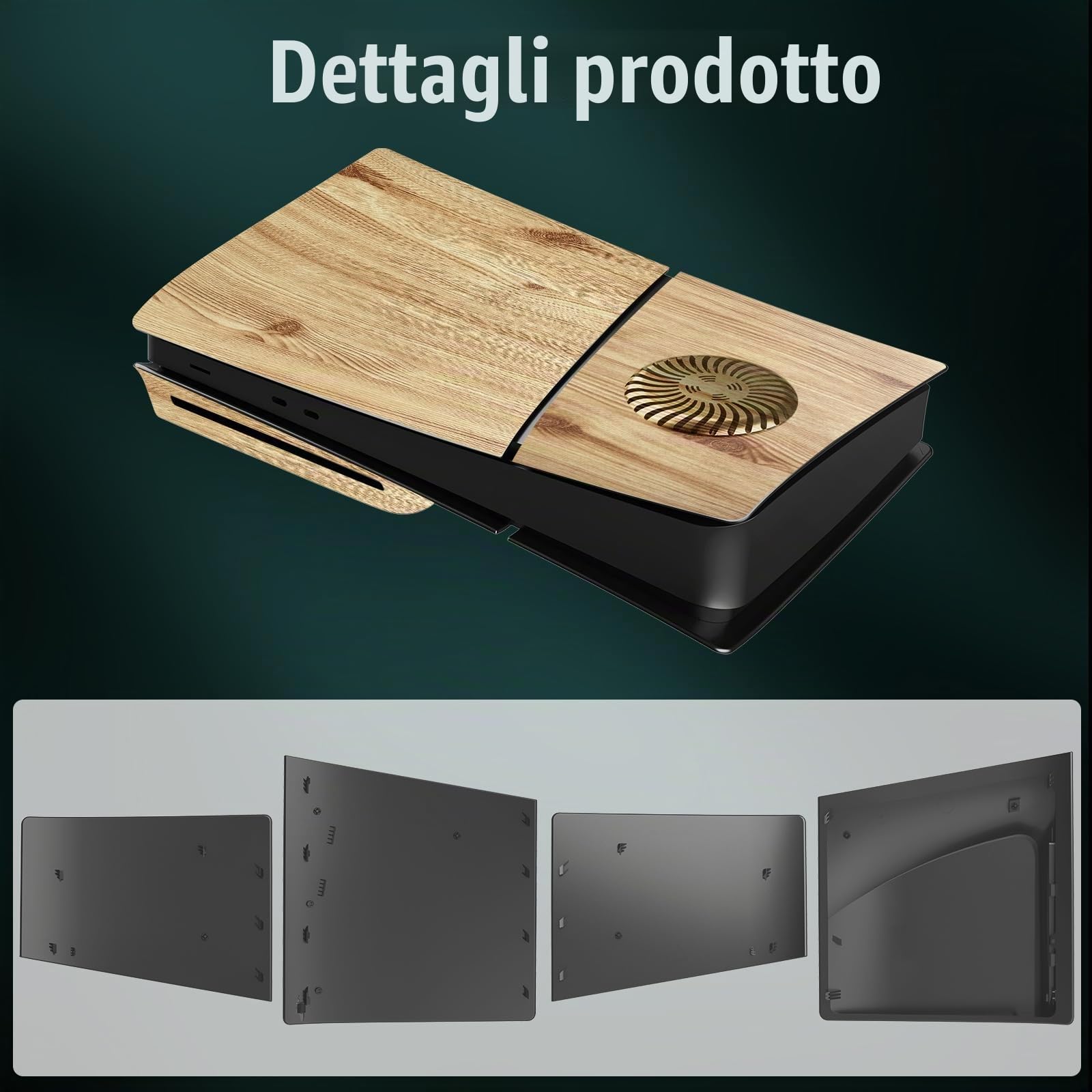 Piastra di Ricambio Piastre di Copertura per PS5 Slim Console Disc Edition, Piastre Laterali con Prese d'aria Guscio Personalizzato Custodia in ABS Accessori Antigraffio, Grana di Legno