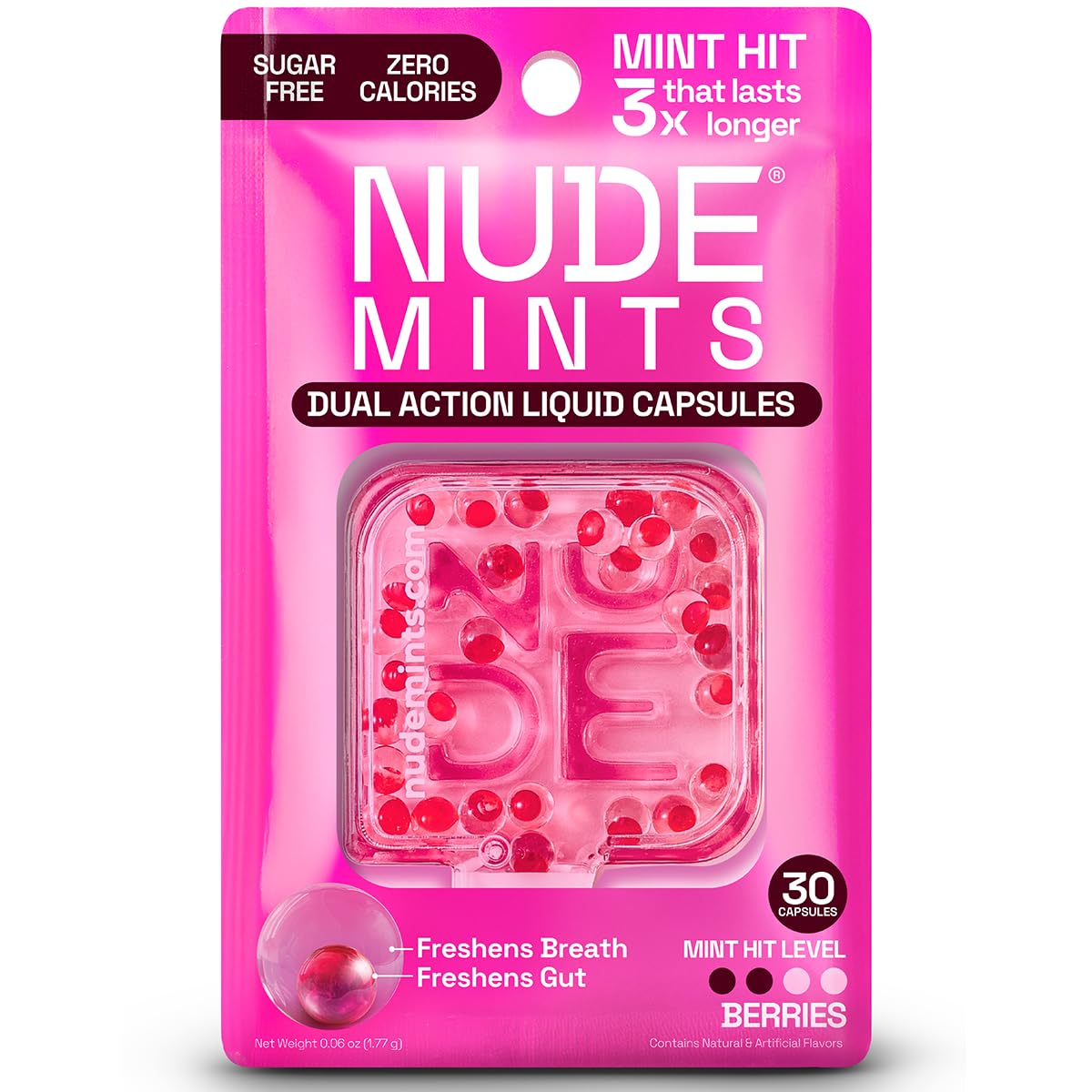 NUDEBreath Mints for Bad Breath - BERRY KISS - 2 in 1 Keto Friendly Sugar Free Mints - Gluten Free Bad Breath Treatment for Adults - Carbs - Calorie - Breath Freshener for People - Instant Fresh -