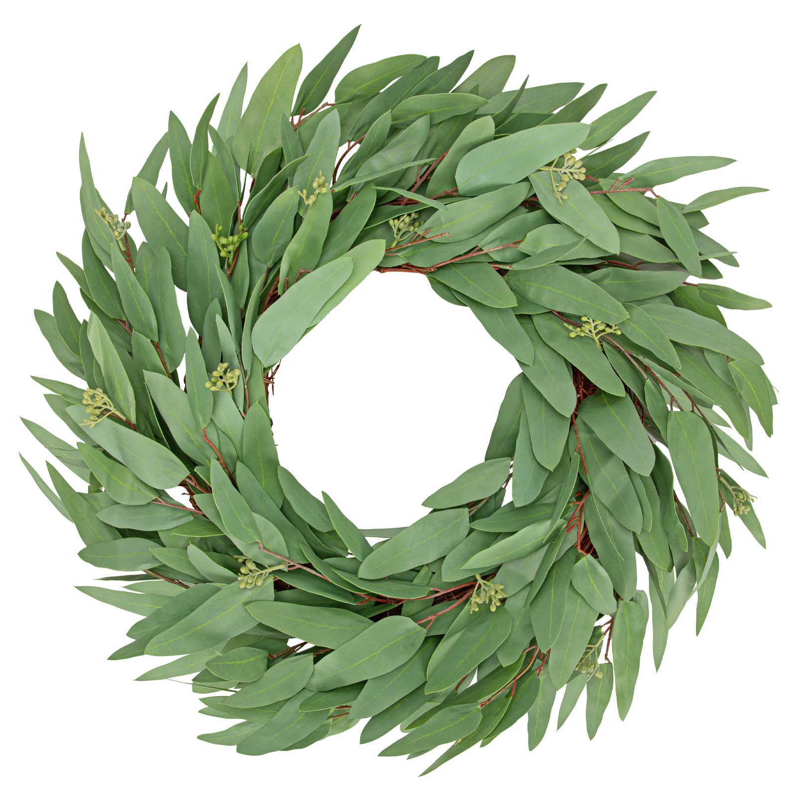 Briful Künstlicher Eukalyptuskranz 50 cm – Türkranz Eukalyptus Ganzjährig – Dekokranz für Haustür, Wand, Fenster, Tisch – Herbstkranz, Frühlingskranz, Hochzeitsdeko, Weihnachtskranz