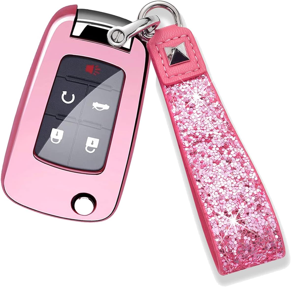 Royalfox(TM) 2 3 4 5 Buttons TPU flip Remote Key Fob case Cover for Chevrolet Camaro Cruze Equinox Malibu SS Sonic Spark Volt Aveo Epica SAIL 3,Buick Lacrosse Encore GL8 Regal Excelle (Bling)