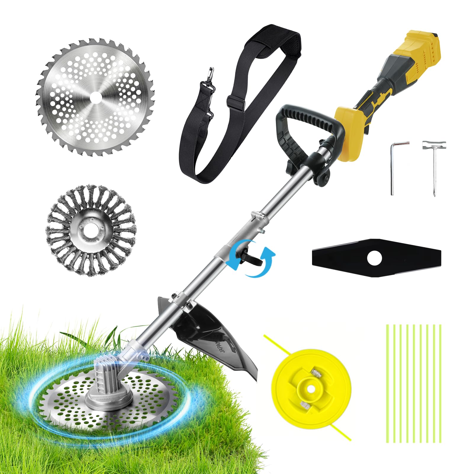 Tagliaerba a batteria Makita 18 V (max 21 V), decespugliatore a batteria con spazzola per erbacce, batteria decespugliatore, motore brushless, per trimmer giardino (senza batteria e caricatore)