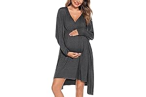 SWOMOG Women's Maternity Nursing Gown and Robe Set - Hospital-Ready Pajamas for Postpartum