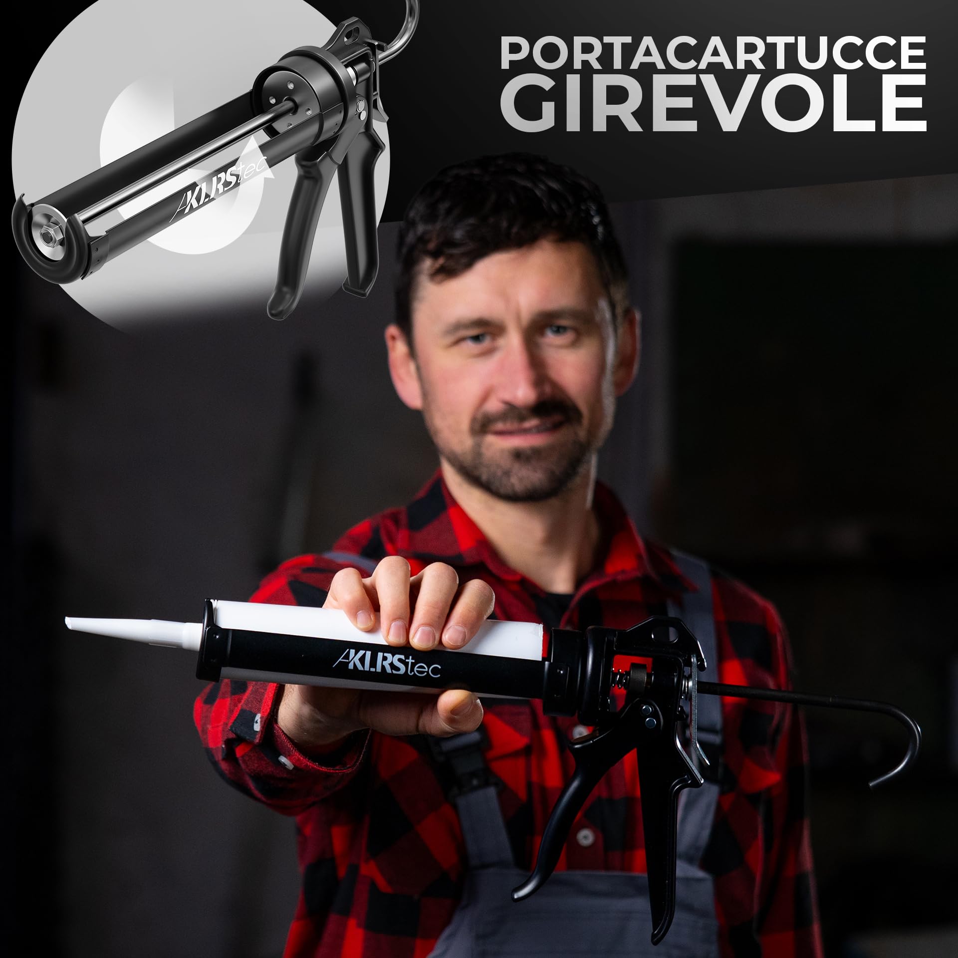 KLRStec® PROFESSIONAL Pistola a cartuccia con rapporto massimo 25:1 - Pistola a cartuccia professionale 4K per tutte le comuni cartucce di sigillante e adesivo da 150-300 ml