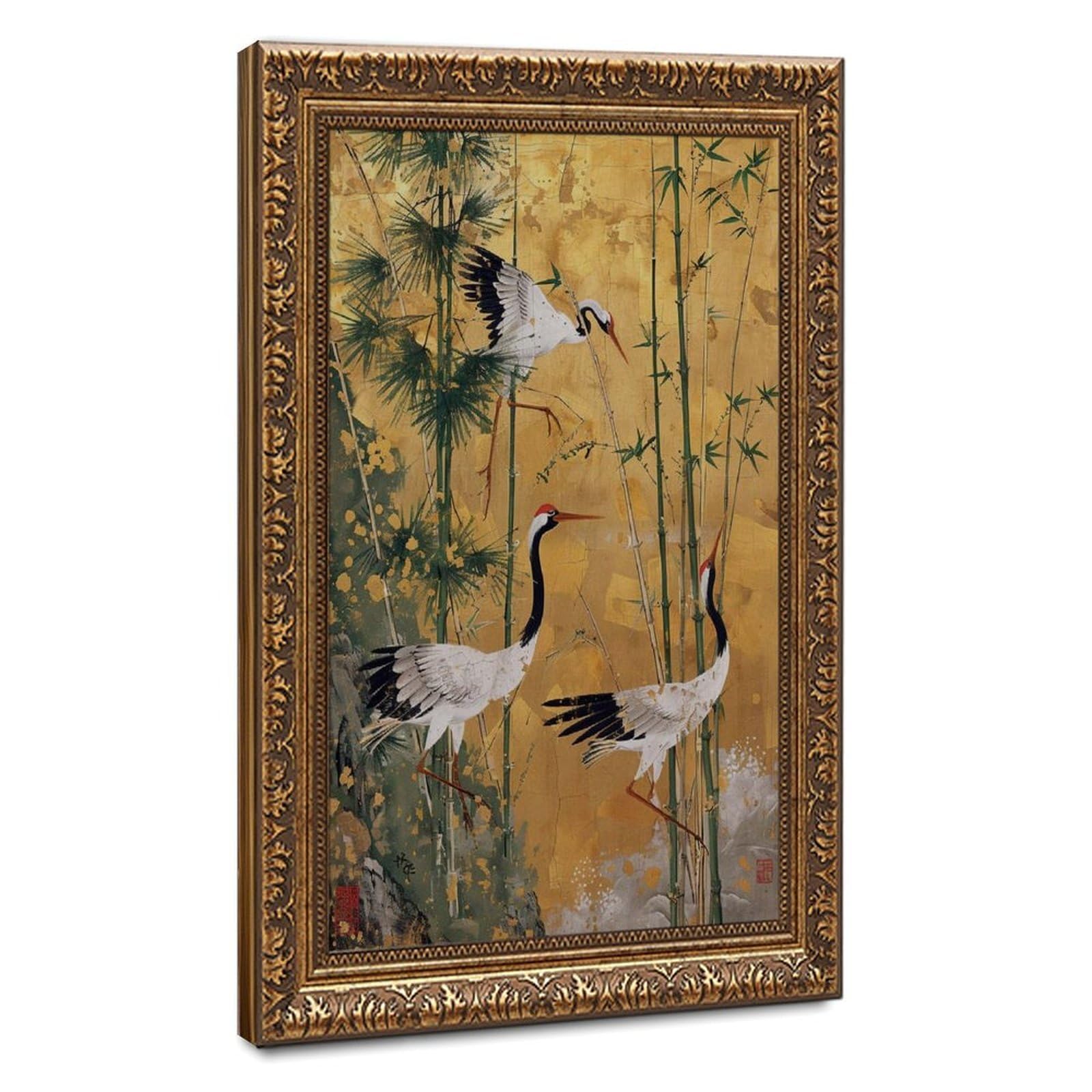 Bareronor Japanese Crane Canvas Poster Bedroom Decor Landscape Office Room Decor Gift 12" L X 18" W