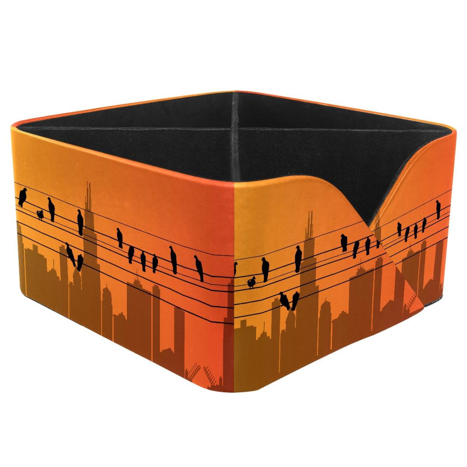 KengjuTesu Birds on a Wire Desktop Organizer Pen Holder, Rectangular Pencil Cup for Office, Study and Makeup Stations