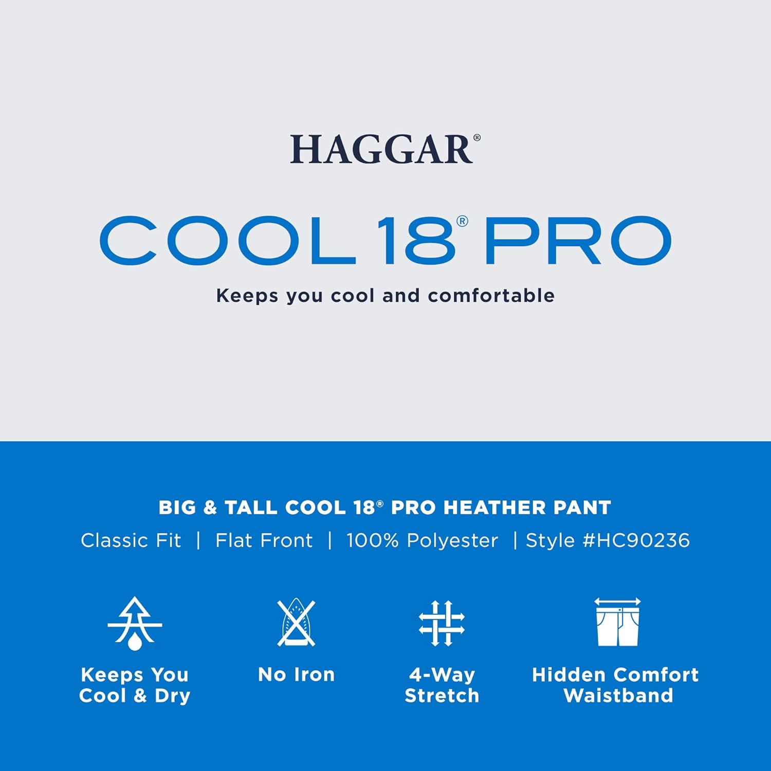 Haggar Men's Cool 18 Pro Classic Fit Flat Front Casual Stretch Performance Golf Pant - Regular and Big & Tall - Image 6