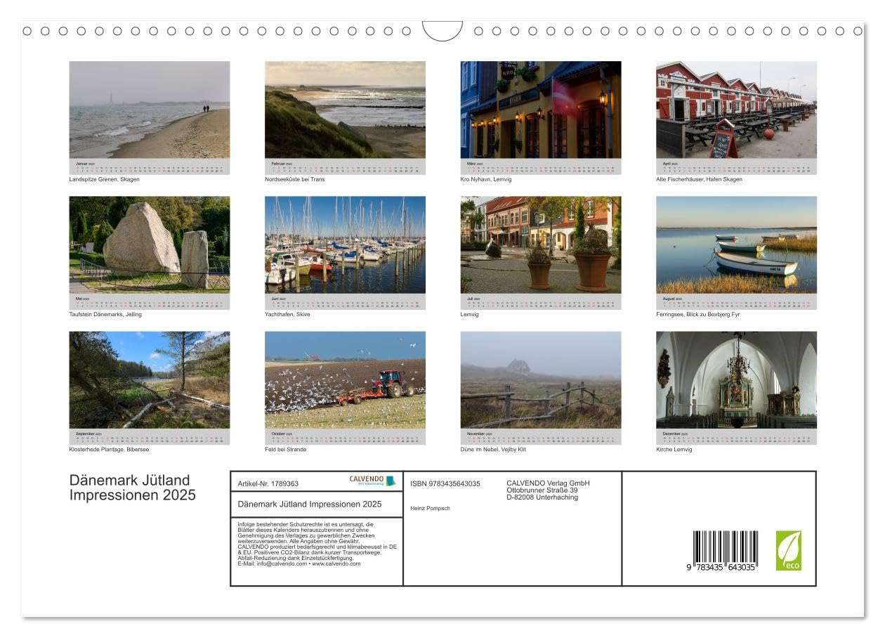 Dänemark Jütland Impressionen 2025 (Wandkalender 2025 DIN A3 quer), CALVENDO Monatskalender: Jütland bietet seinen Besuchern endlose Strände, ... sowie historische Stätten. (CALVENDO Natur)