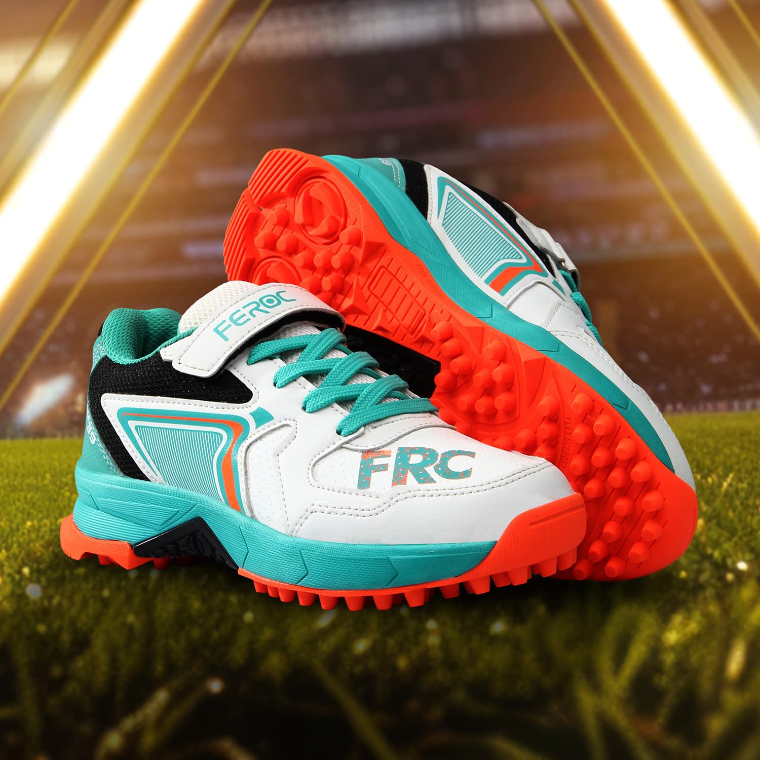 FEROC Power Cushion 39 Rubber Sole Kids Cricket Shoes (Orange, UK Footwear Size System, Big Kid, Men, Numeric, Medium, 3)