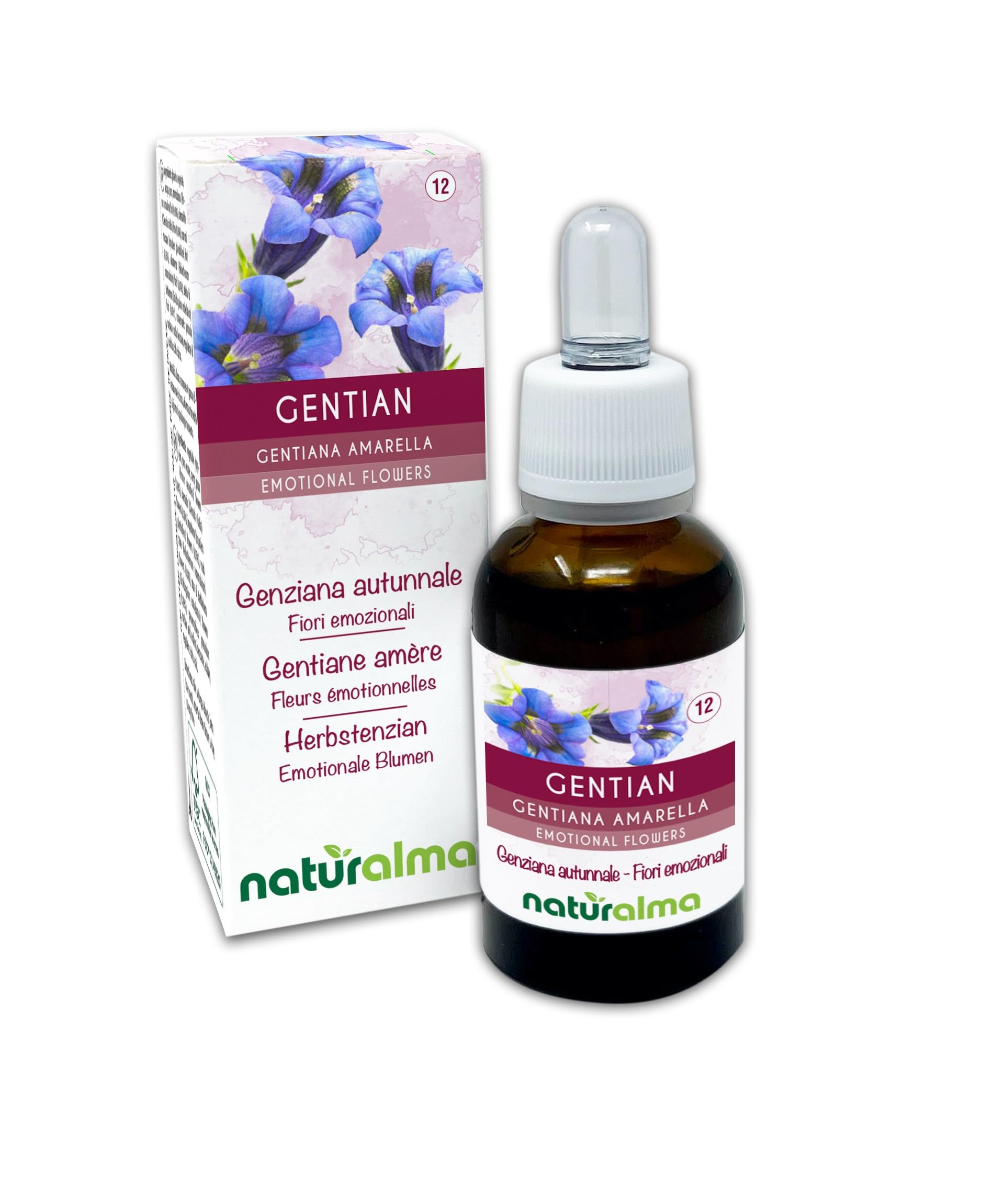 Gentian o Genciana amarella (Gentiana amarella) Flores emocionales o Flores de Bach Naturalma - Gotas 30 ml - Extracto líquido sin alcohol - Esencias florales - Vegano