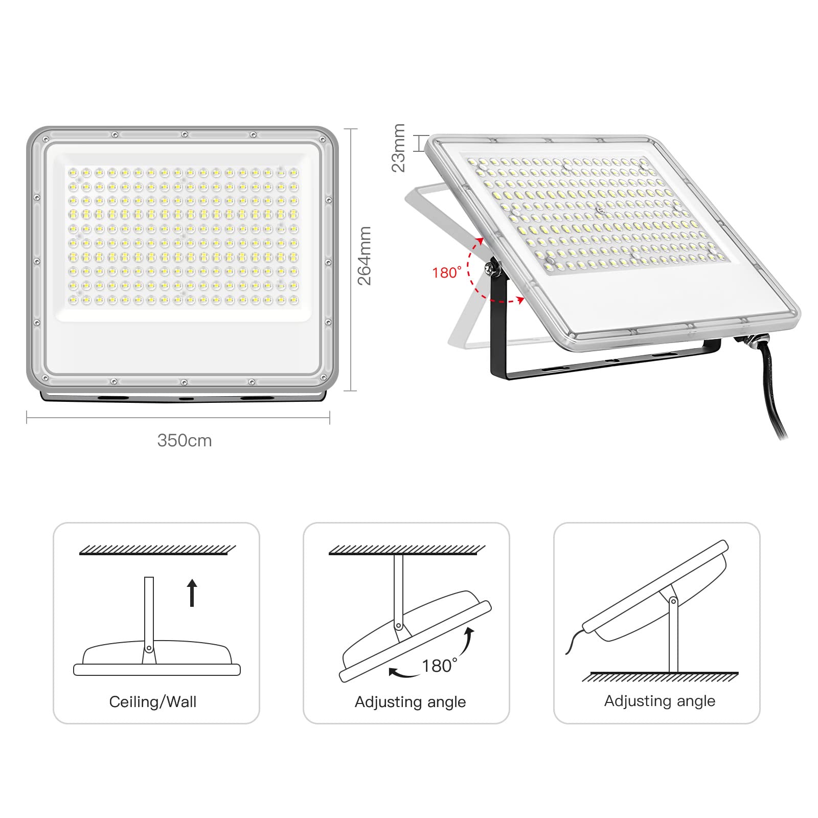 Tayire 150W Faretto LED da Esterno, Faro LED 15000LM Super illuminoso faretti, 216 LED 6500K LED Luce Fari di sicurezza per Giardino, Corridoio, Casa, Illuminazione Interna ed Esterna