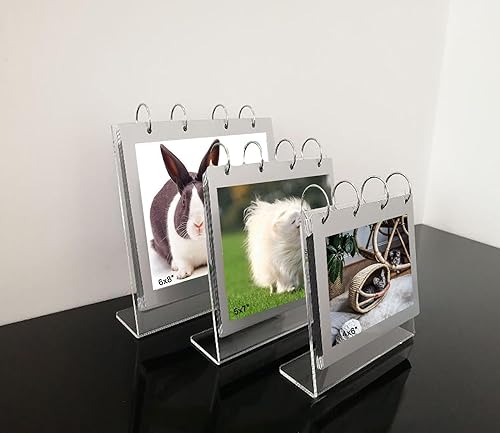 Miniatura 4 de Leoyoubei Soporte para letreros de acrílico, pantalla abatible, 7 páginas, 14 lados, soporte de acrílico transparente de doble cara, soporte