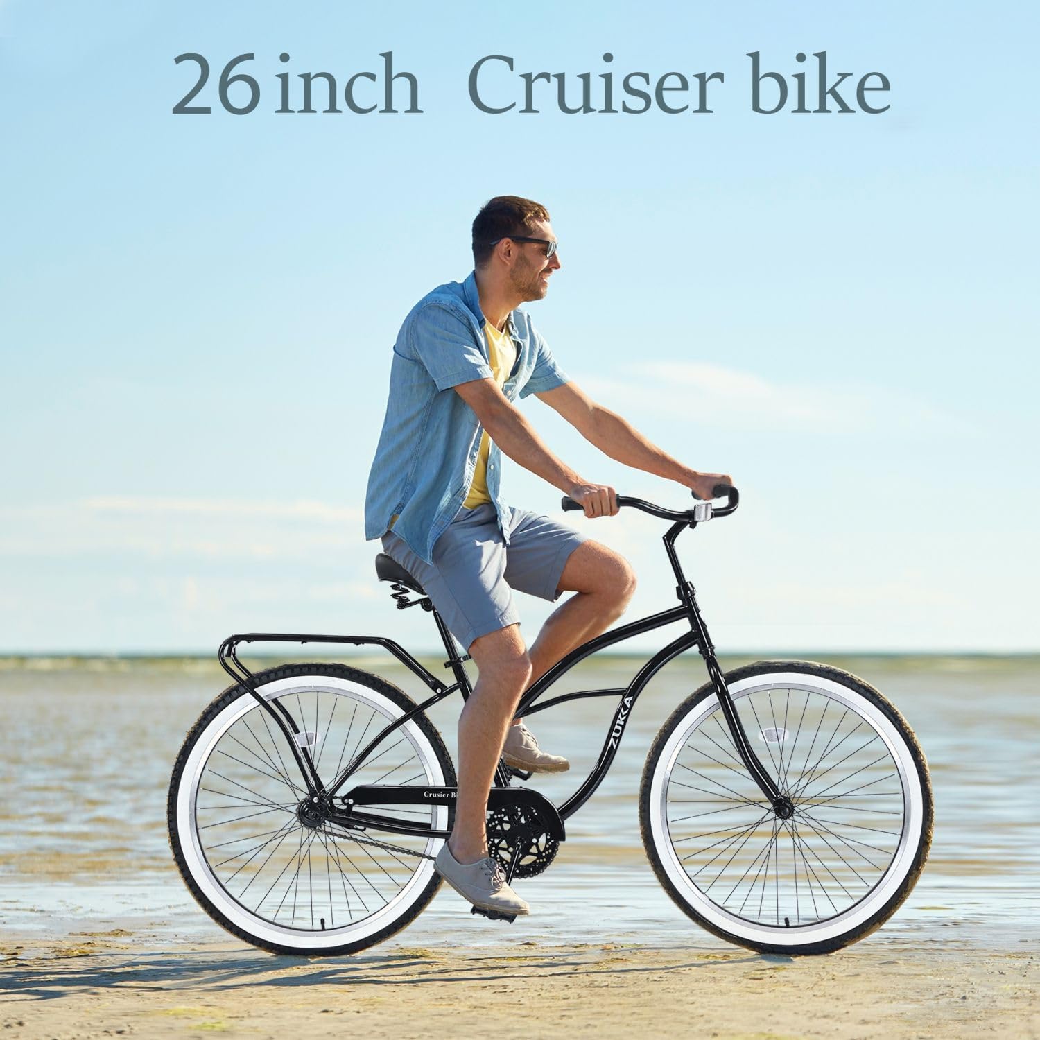26-Inch Beach Cruiser Bike, Single Speed Steel Frame, Men's Comfort Bicycle with Coaster Brake