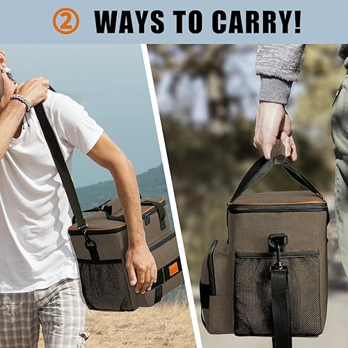 Miniatura 6 de Bolsa térmica aislada de cara suave, plegable, a prueba de fugas, pequeña, hielera grande para almuerzo, 14 litros, enfriador de playa, 20 latas,