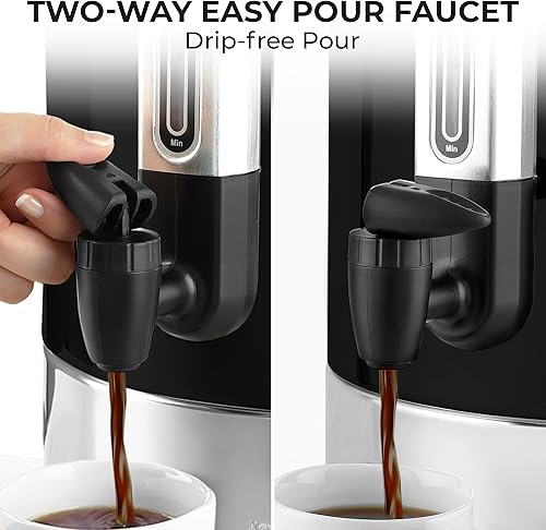 Miniatura 7 de Zulay Kitchen Cafetera de grado comercial, urna de agua caliente, percoladora con acero inoxidable de doble pared, preparación rápida, se mantiene