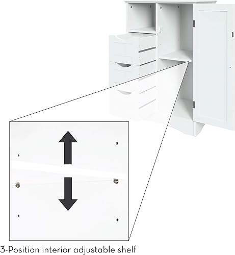 Miniatura 15 de RiverRidge Ashland - Armario de suelo de 1 puerta y 3 cajones, tamaño único, color blanco Blanco,Gris