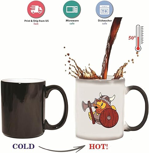 Miniatura 5 de Viking Themed Rubber Duck Gift for Kids Fun Toy with Ax and Shield 11oz 15oz Color Changing Mug