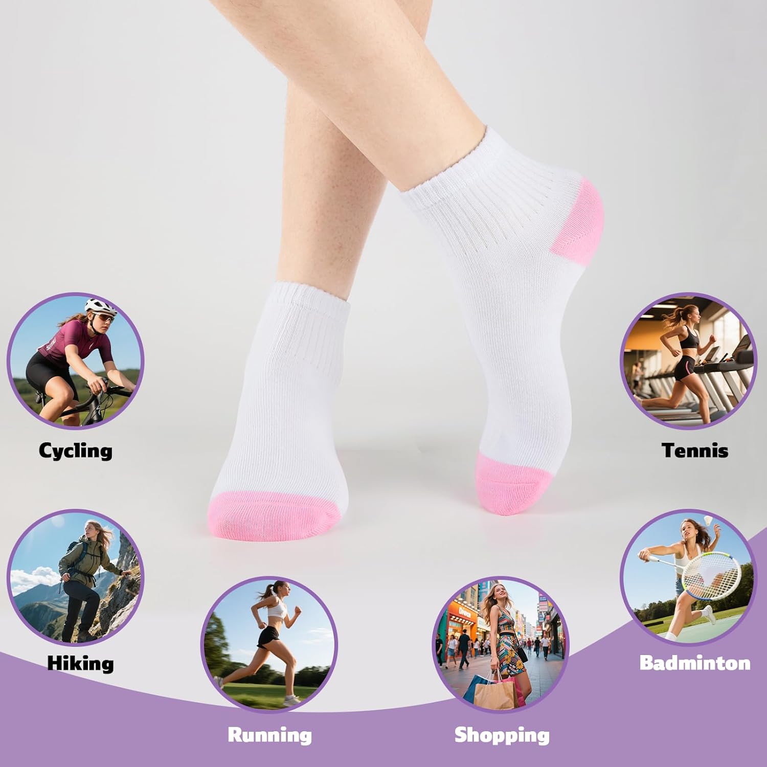 20 Pairs Ankle Socks for Women, Thin Athletic socks women, Running, Breathable In Bulk Sock, Classical Sock Size 5-10 - Image 7