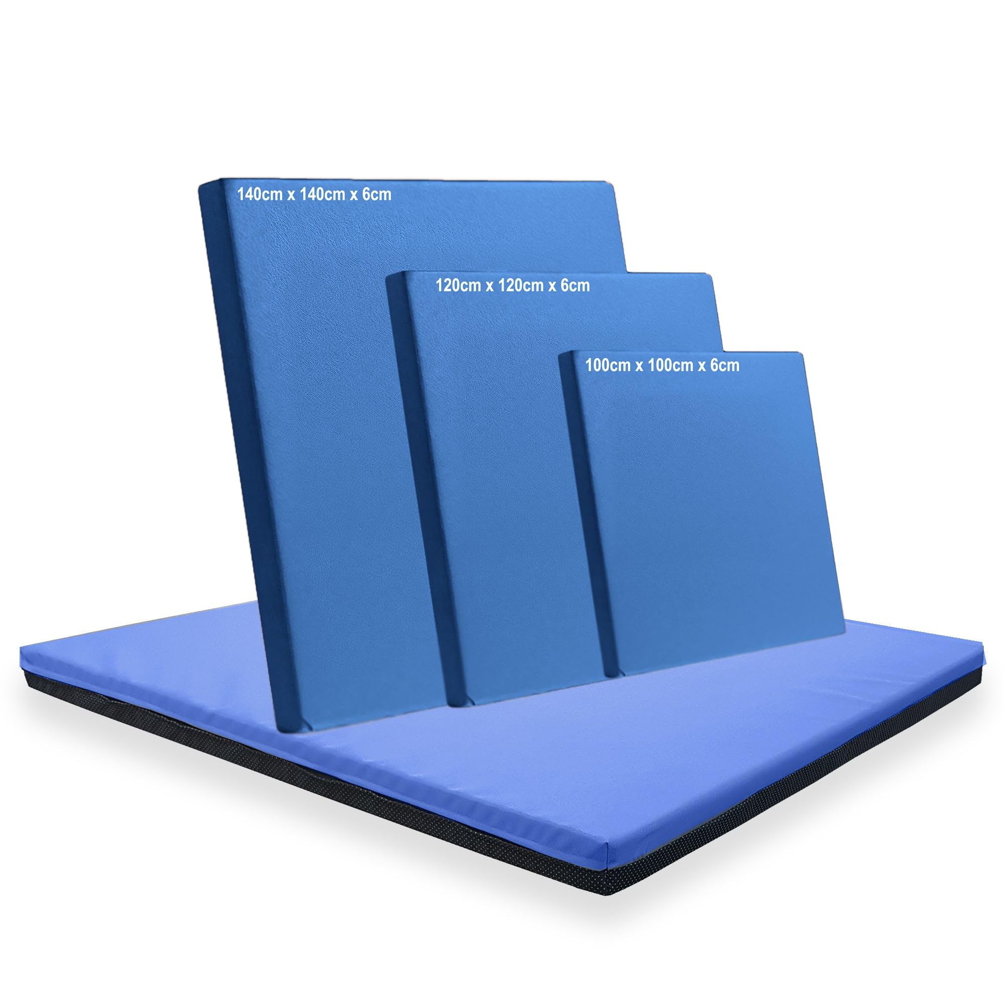 Non Slip Gymnastics Exercise Soft Play Floor Mat For Yoga Aerobics Landing Crashing Training Safe Space for kids (Navy Blue, 140cm x 140cm x 6cm)