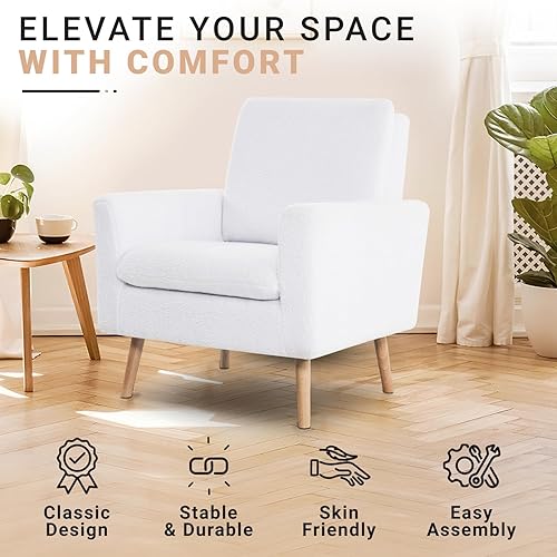 Miniatura 2 de Naomi Home Frida Silla moderna de mediados de siglo, sillas decorativas con marco de madera duradera para sala de estar, silla de lectura con