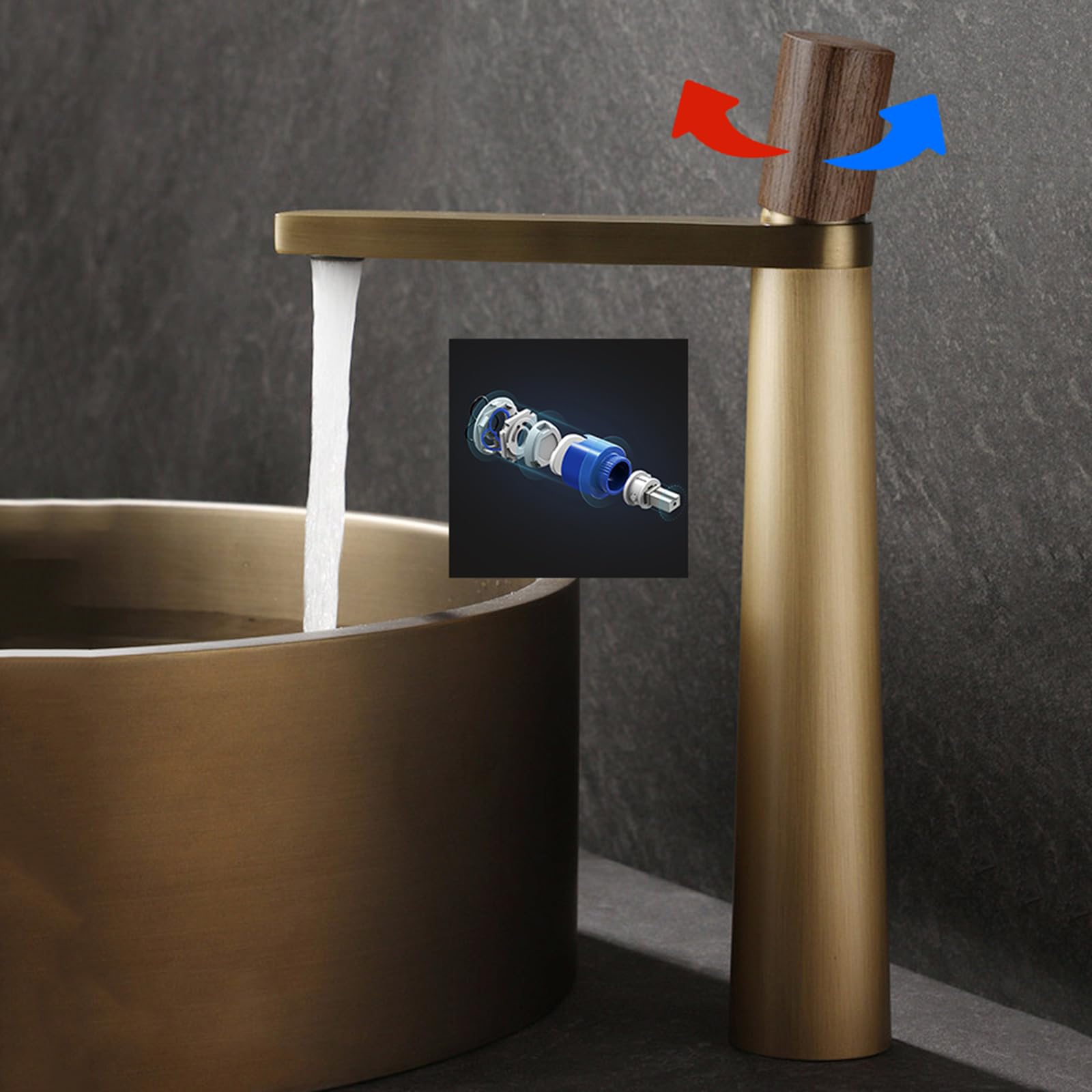 BiaoTeng Grifo Lavabo Antiguo Alto Laton con Manguera G1/2