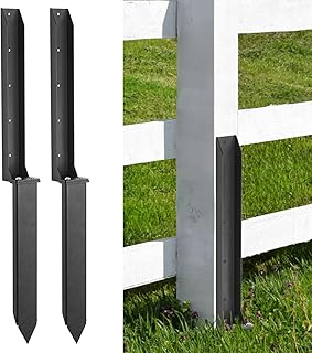 Thickened Fence Post Repair Kit, Steel Fence Post Anchor, Fence Post Repair Stakes for Repairing Tilted Broken Wooden Fence Post(2 Pack,Black)