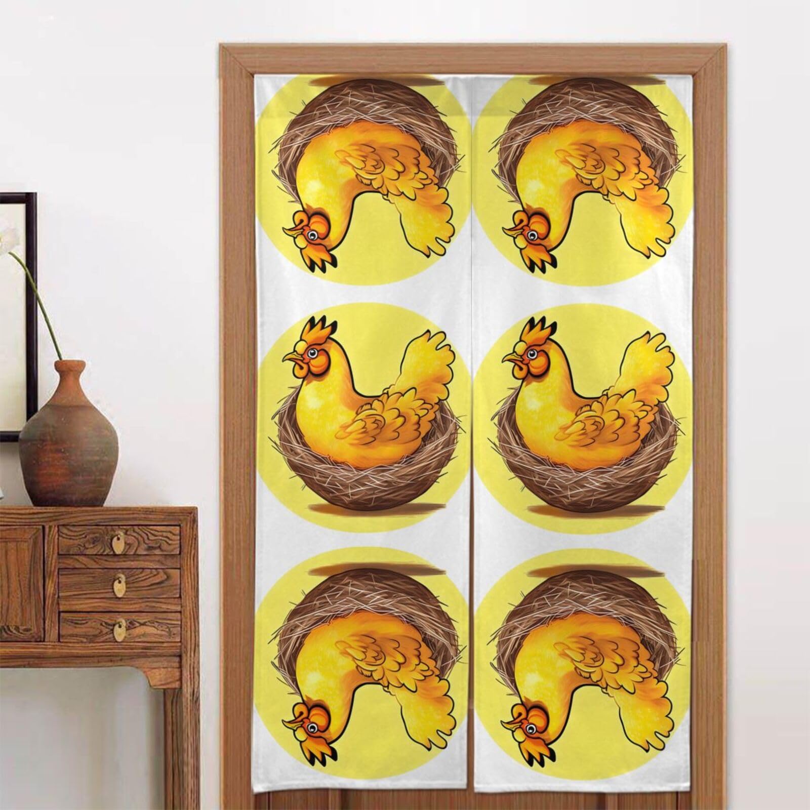 CNTDBU Bird's Nest Golden Chicken Door Curtain 34x56 Inch-Room Divider Panel for Privacy, Entryway Screen for Kitchen Bedroom