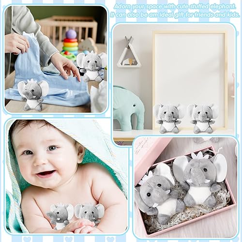 Miniatura 5 de 24 piezas de mini caballo elefante de 3.1 pulgadas, lindo caballo elefante de peluche, juguete de elefante de peluche para baby shower, niños y