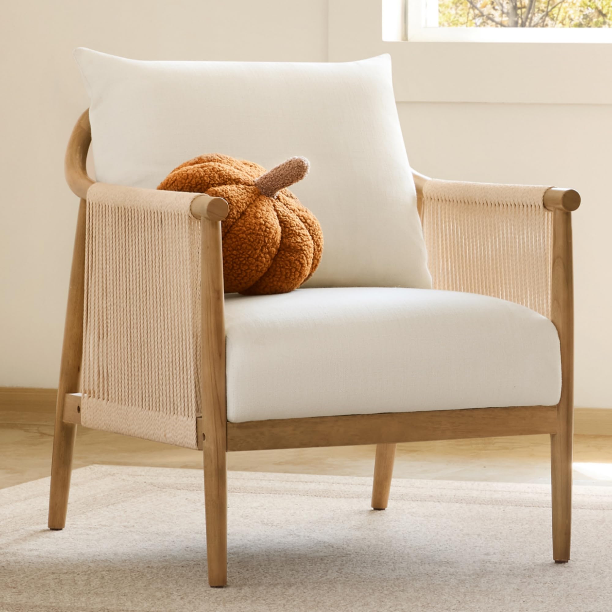 CHITA Braid Accent Chair, Modern Armchair with Solid Wooden