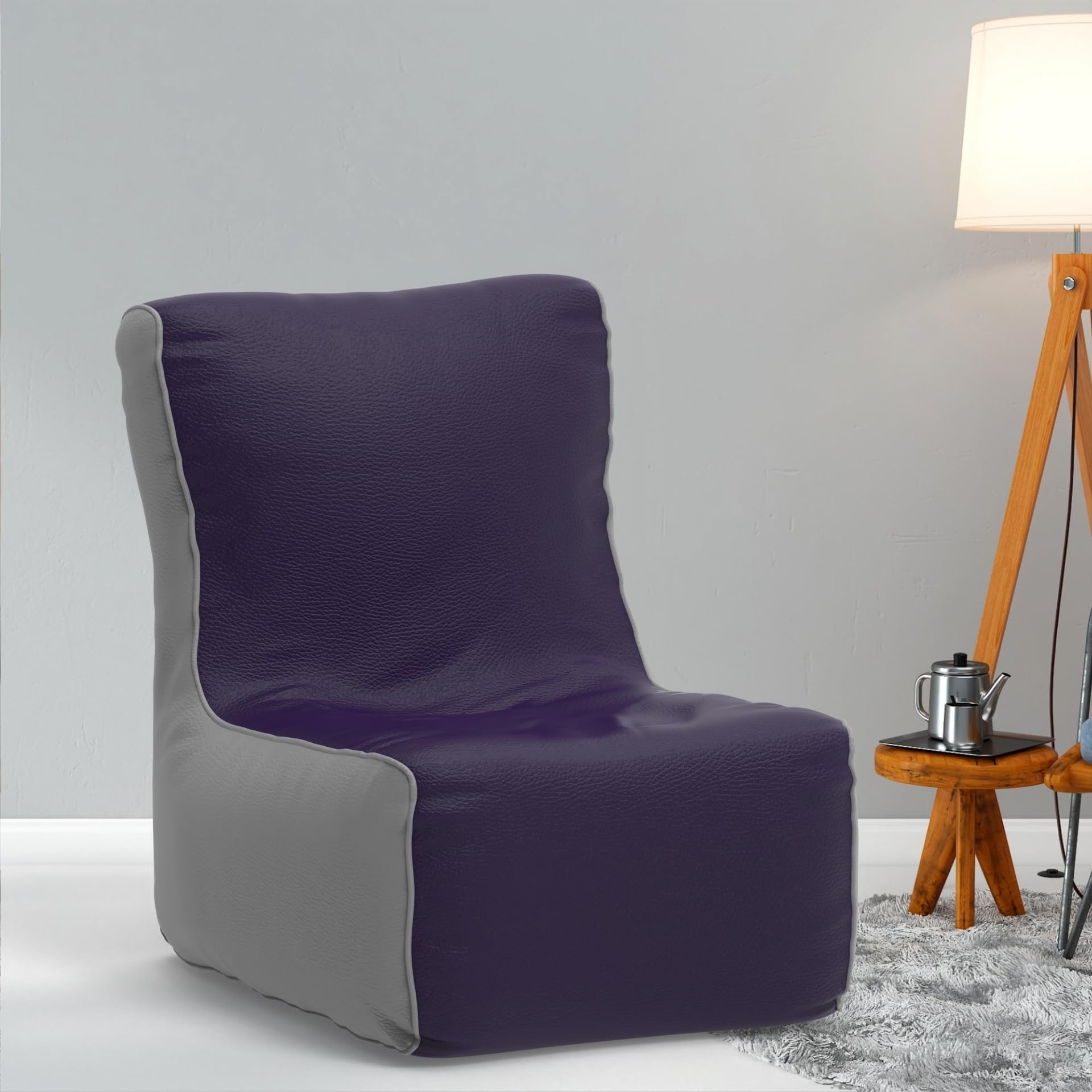 Bean Bag Chair Cover | Size: 2XL | Color: Indigo Light-Grey | Without Beans | Premium Leatherette Cover (CMF 1415)-image-12