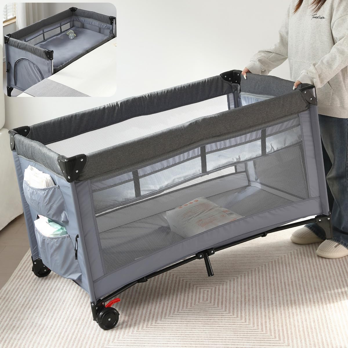 Amazon.co.jp: Simpolu ベビーサークル 折りたたみ サイド高さ二段調整