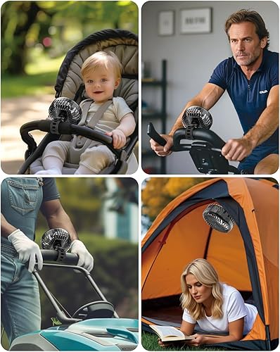 Miniatura 6 de A2C Ventilador recargable para bicicleta Peloton y bicicleta estática  Ventilador portátil de 4000 mAh con correa ajustable, 3 ajustes de velocidad,