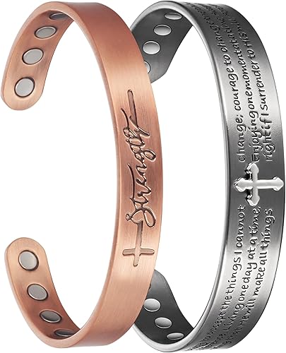 EnerCoppeX Copper Bracelet for Women for Arthritis and Joint, Effective Ultra Strength Magnetic Cross Cuff Bangle for Men for Carpal Tunnel, Pure