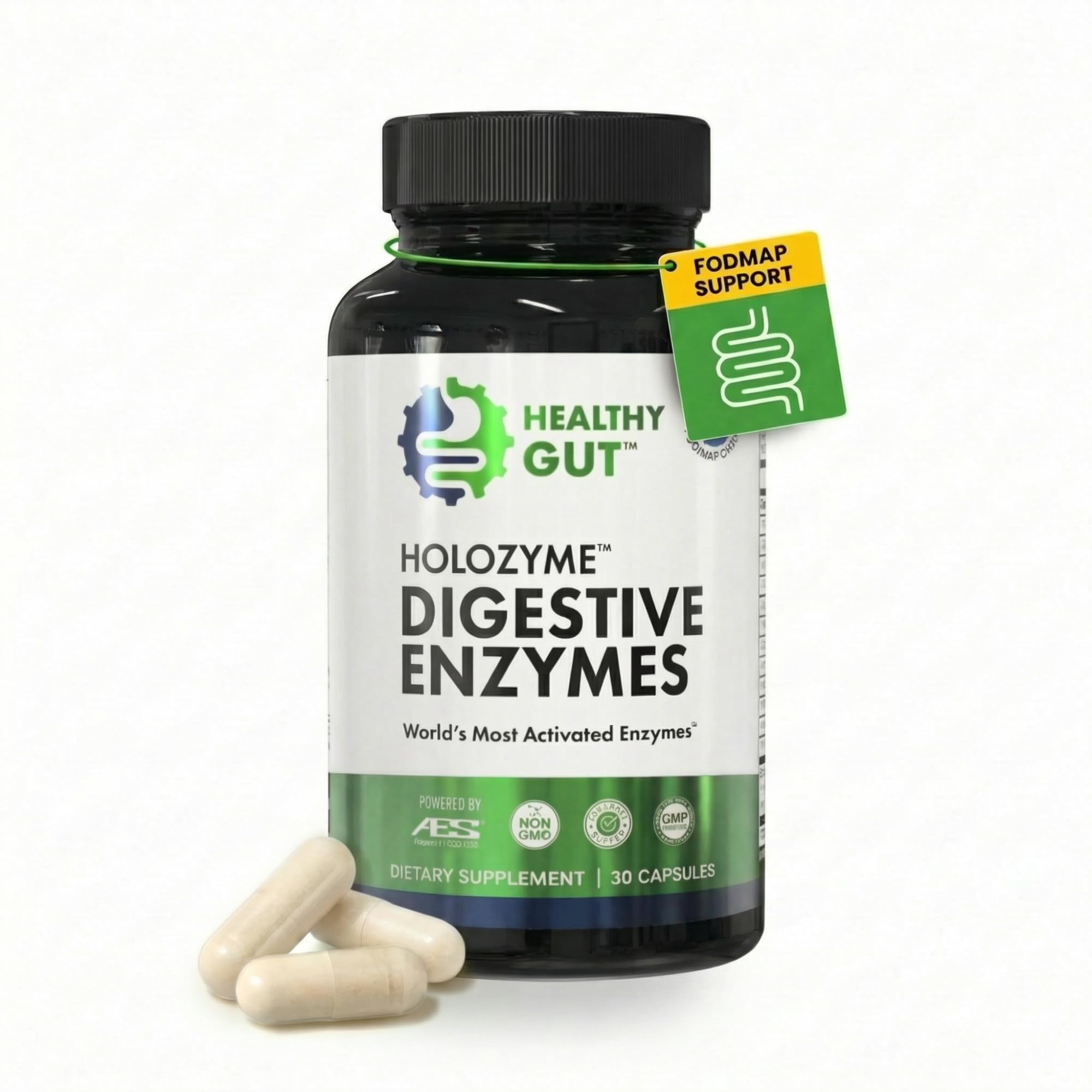 HoloZyme Max Strength Digestive Enzymes | FODMAP-Friendly Formula Prevents Bloating, Gas, & Indigestion w/Protease, Amylase, Lipase, Lactase, and More | 15 Servings (Sample Bottle)
