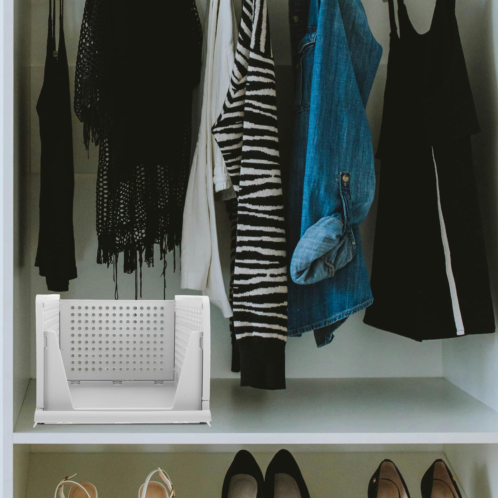 HOMSFOU Organisateur de Tiroir Empilable Panier de Rangement Simple et Moderne Blanc en ABS et Tiroir Coulissant Diviseurs Réglables pour Armoire et Vêtements