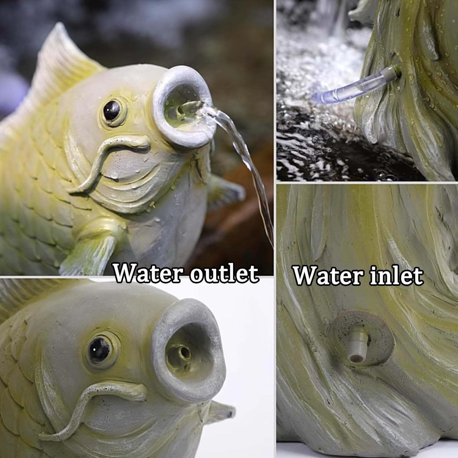 Animal Pond Spitters, Goldfish Shape Pond Spitters for Small Ponds, Animal Pond Fountains, Polyresin Waterscape Sculpture, for Home Outdoor Koi Ponds Decor(Green)