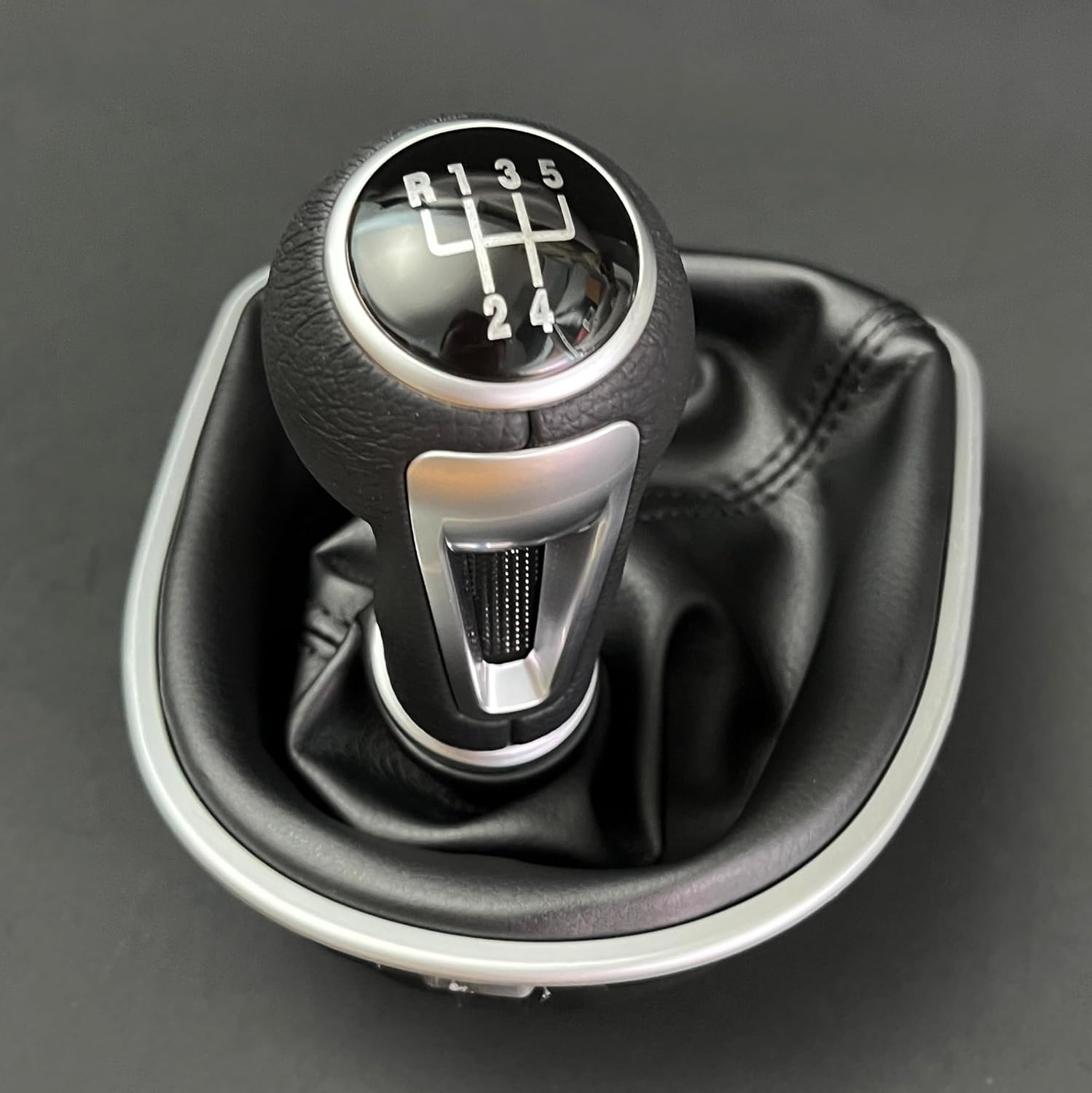 5 Speed Gear Shift Knob PU Leather Gaiter Boot Cover Case Shifter Lever Stick for Seat Leon II Toledo III Altea XL 2005-2012, Black