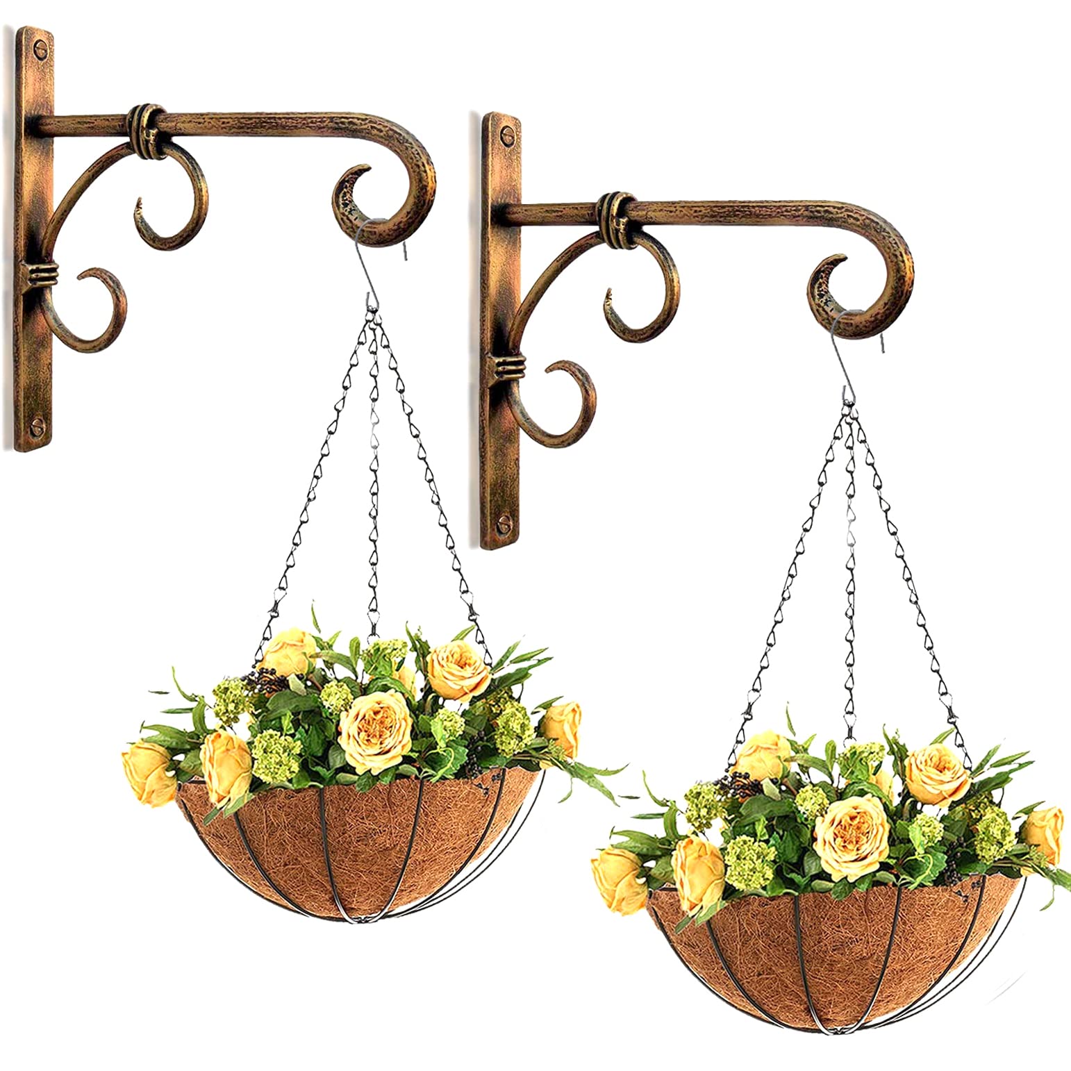 METAL STORE Wall Hanging Plant Hook for Planters Lanterns Bird Feeders Wind Chimes Hanging Baskets Ornaments String Lights Indoor Outdoor Balcony Alloy Steel Set of 2 (Golden), (B0C69RGLJX) Amazon Price History, Amazon Price Tracker