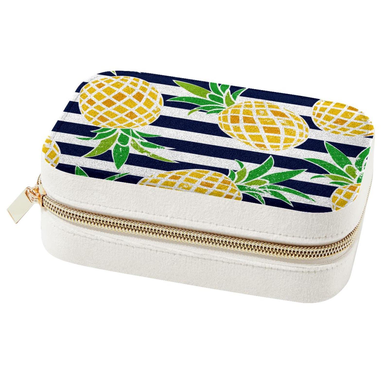 Boîte à bijoux de voyage finition soignée écrin rigide au motif ananas