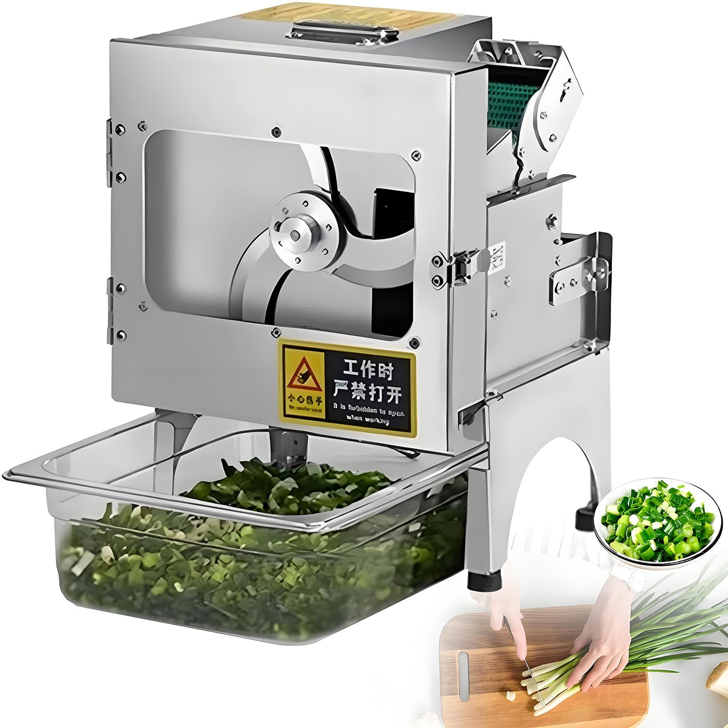 KJZQXYX 200W Commercial Electric Vegetable Cutter & Slicer - Fast Scallion, Ginger, Chili, Potato, Cucumber, Green Onion, Celery, Parsley Chopper, 150kg/hour